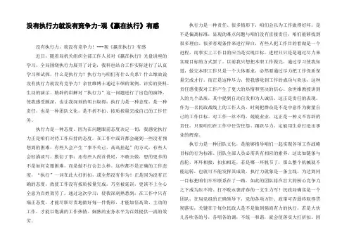 没有执行力就没有竞争力观赢在执行有感