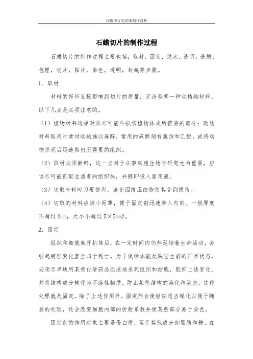 石蜡切片的详细制作过程
