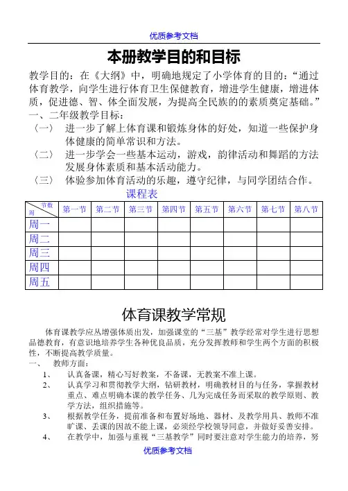 [实用参考]苏教版小学一二年级体育全套的教案.doc