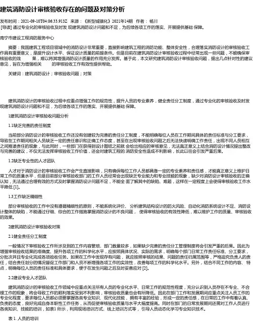 建筑消防设计审核验收存在的问题及对策分析