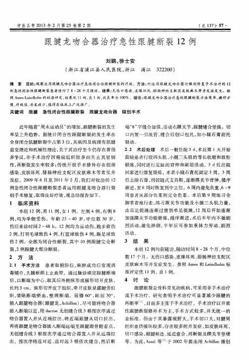 跟腱龙吻合器治疗急性跟腱断裂12例