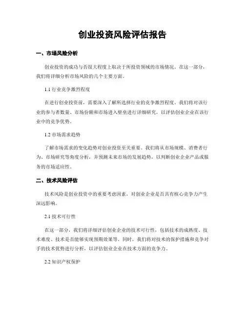 创业投资风险评估报告