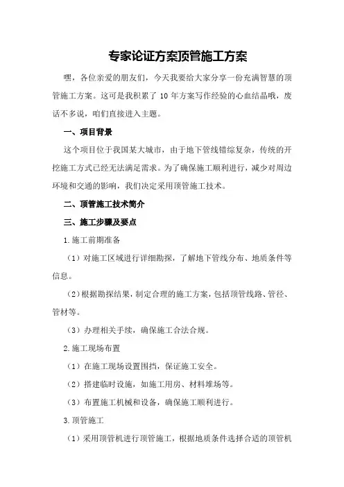 专家论证方案顶管施工方案