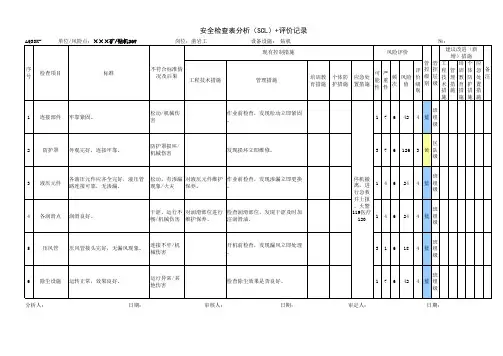 钻机空压机挖掘机等安全检查表分析和评价记录