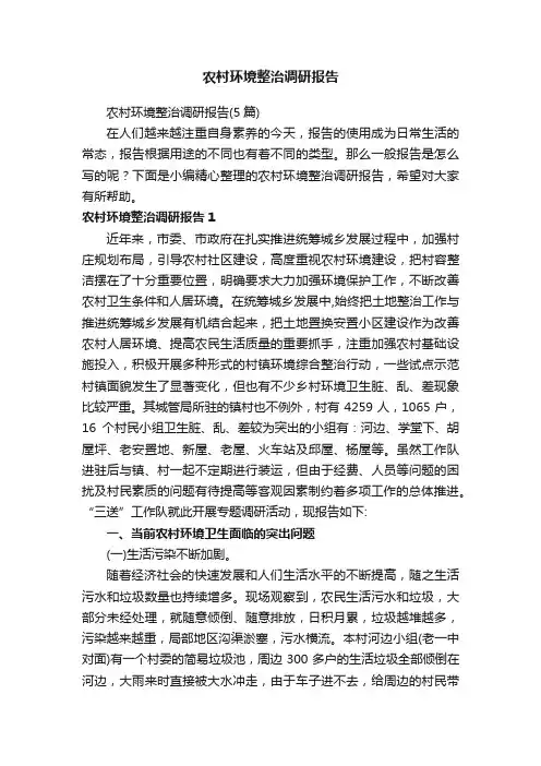 农村环境整治调研报告（5篇）