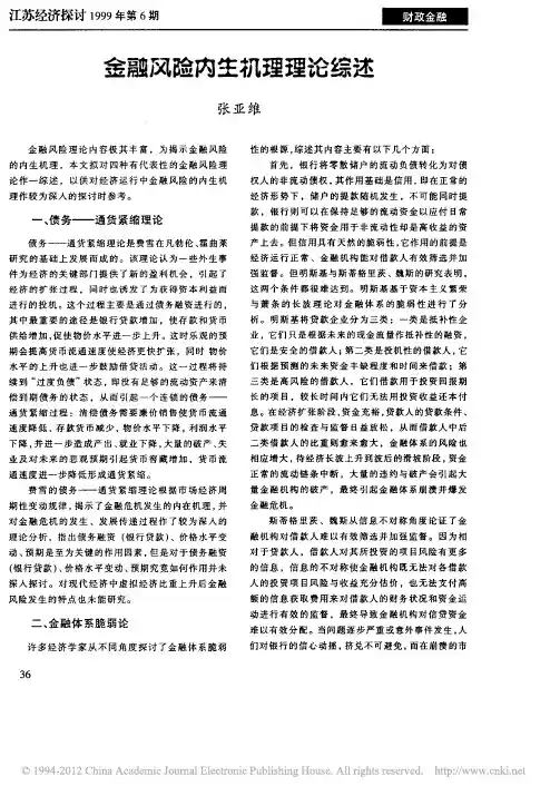 金融风险内生机理理论综述