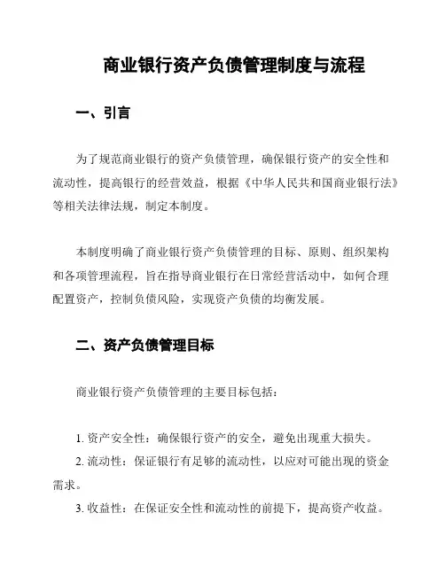 商业银行资产负债管理制度与流程