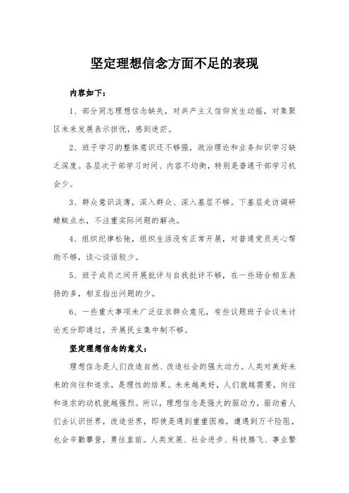 坚定理想信念方面不足的表现
