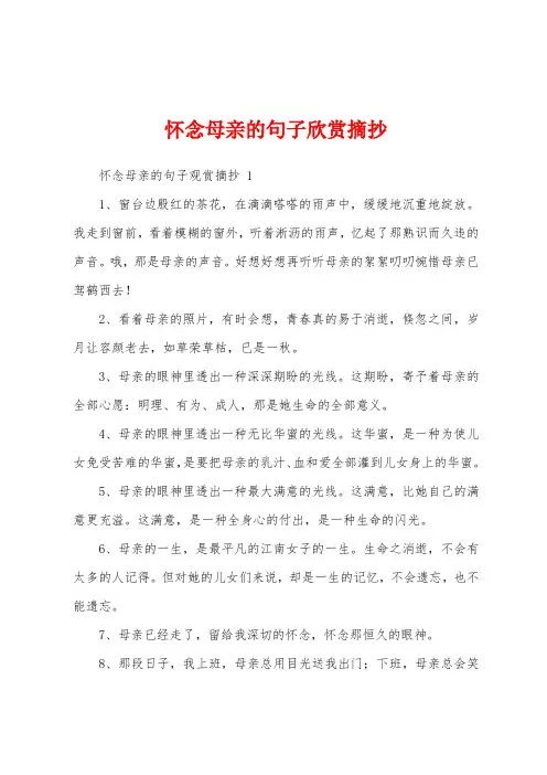 怀念母亲的句子欣赏摘抄