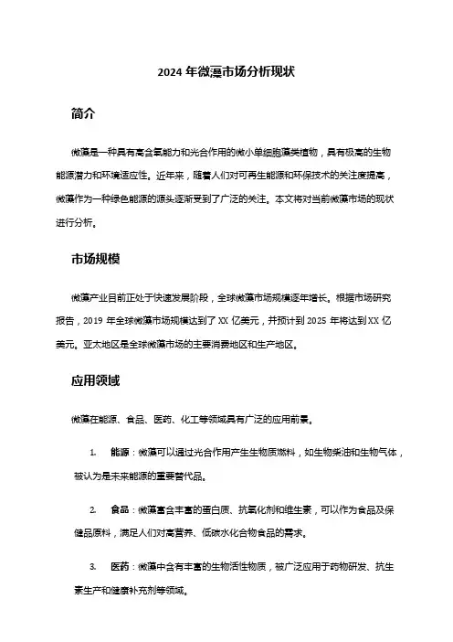 2024年微藻市场分析现状
