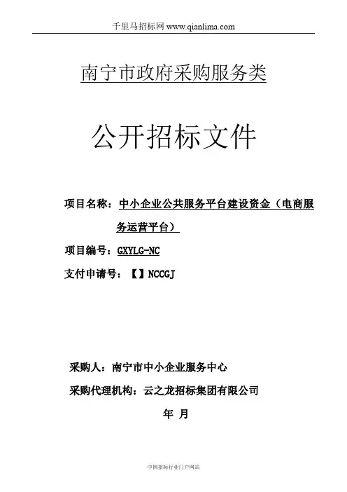 中小企业公共服务平台建设资金(电商服务运营平台)招投标书范本