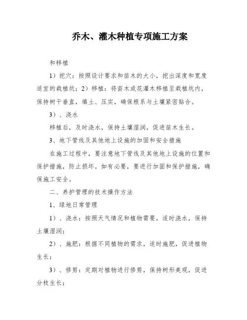 乔木、灌木种植专项施工方案