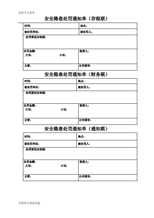 安全处罚通知书模板