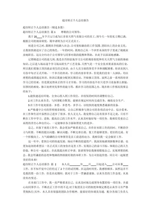 超市转正个人总结报告
