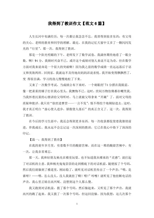精选我得到了教训作文【范文6篇】
