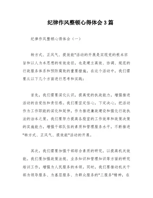 纪律作风整顿心得体会3篇