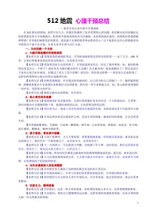 512地震心理干预总结