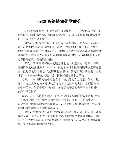 cr28高铬铸铁化学成分