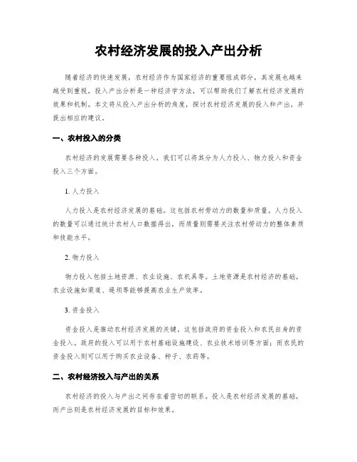 农村经济发展的投入产出分析
