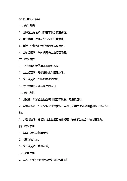 企业经营统计教案