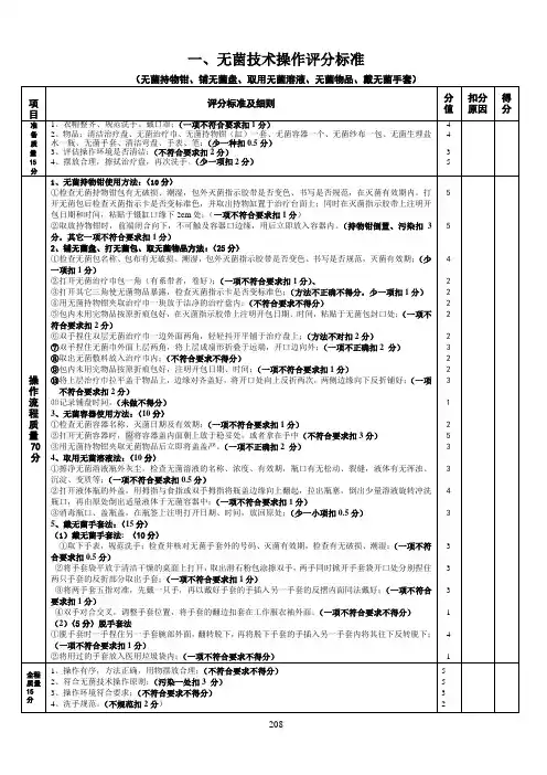护理操作考核评分