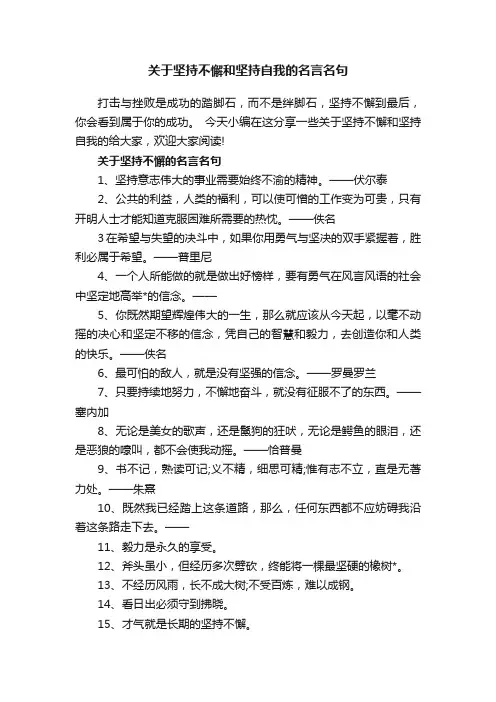 关于坚持不懈和坚持自我的名言名句