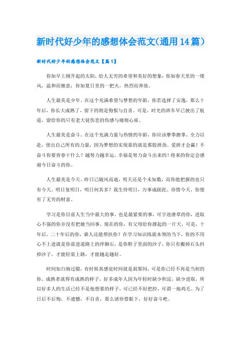 新时代好少年的感想体会范文(通用14篇)