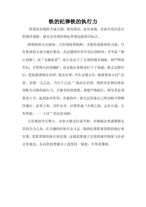 铁的纪律铁的执行力