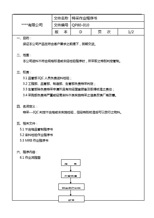 特采作业程序