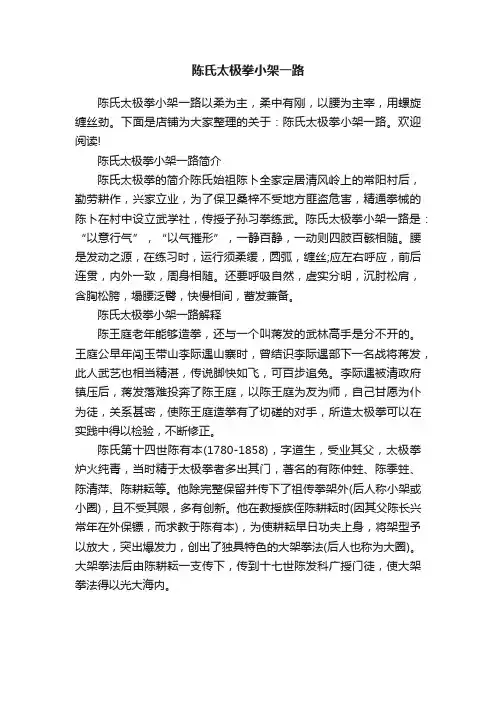 陈氏太极拳小架一路