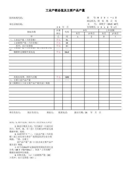 2014年工业企业产值报表模板