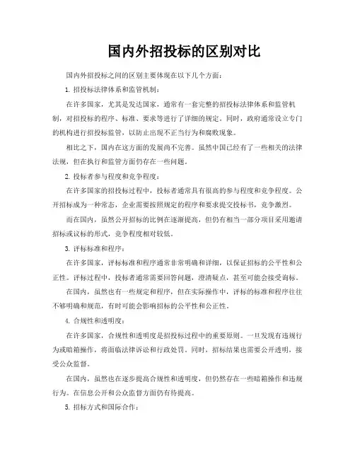 国内外招投标的区别对比