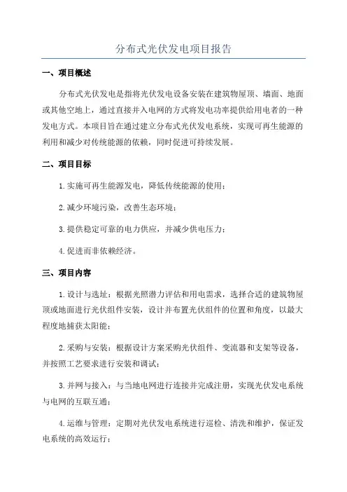 分布式光伏发电项目报告