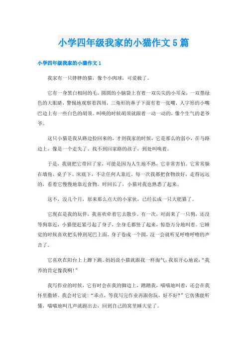 小学四年级我家的小猫作文5篇
