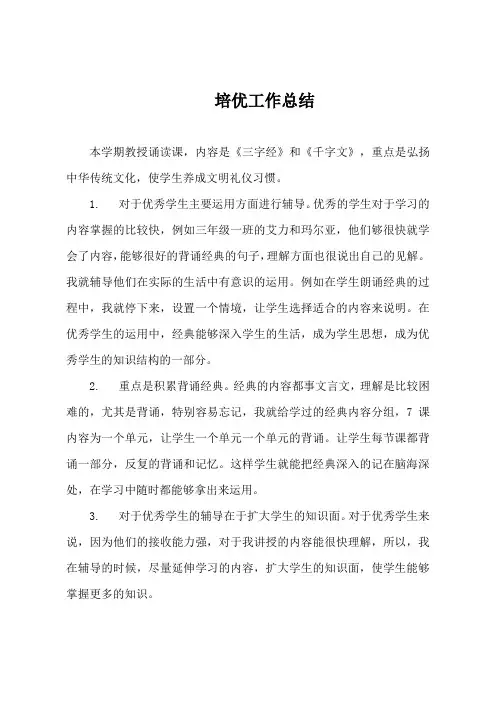 培优工作总结