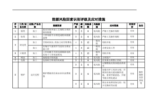能源管理体系,能源因素风险识别,评价及应对措施制造企业模板