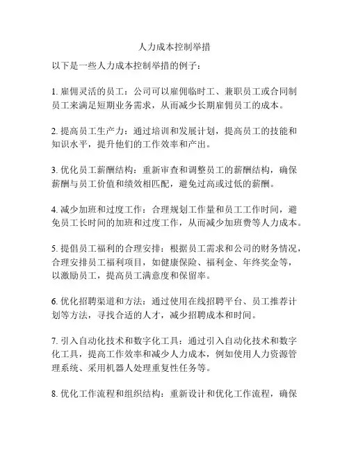 人力成本控制举措