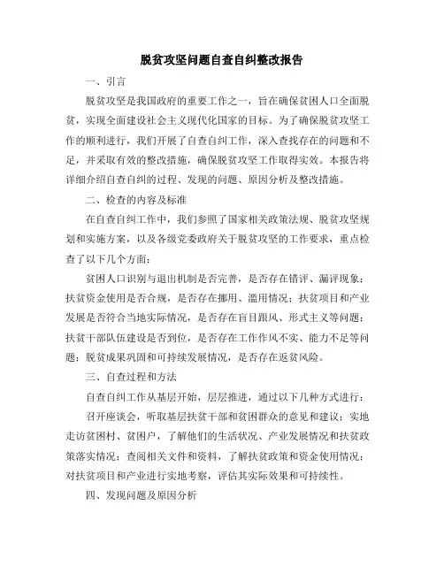 脱贫攻坚问题自查自纠整改报告