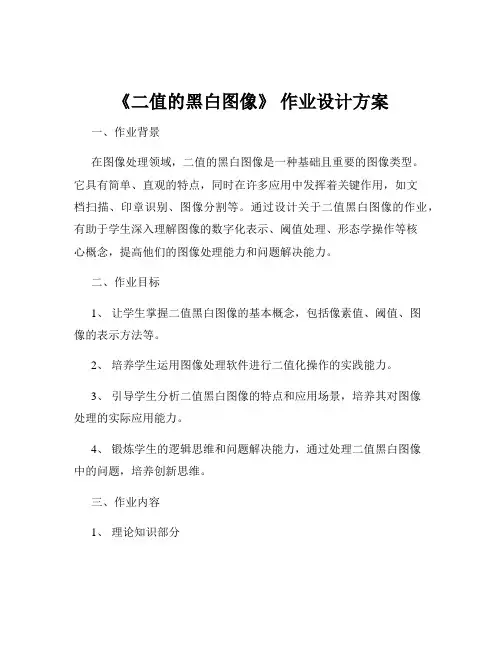 《二值的黑白图像》 作业设计方案