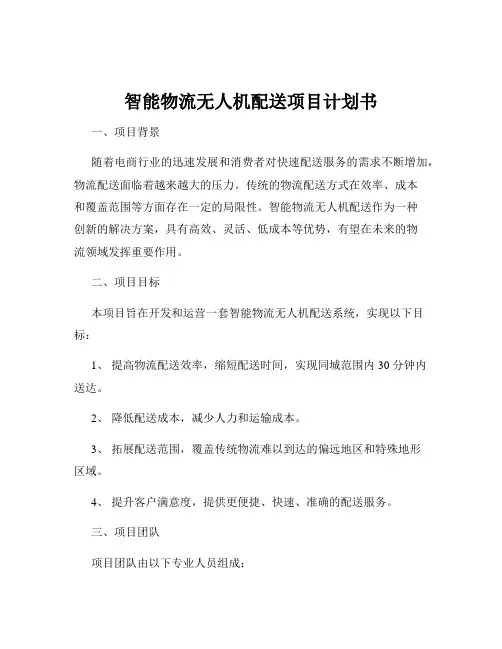 智能物流无人机配送项目计划书