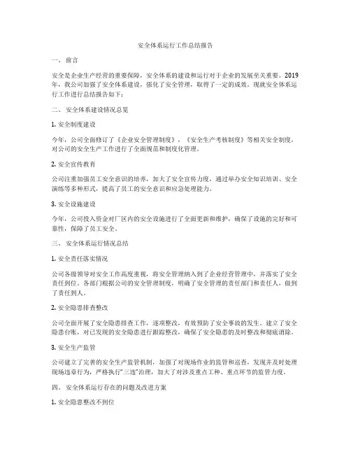 安全体系运行工作总结报告