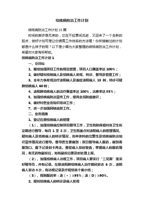 结核病防治工作计划