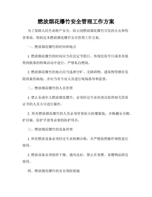 燃放烟花爆竹安全管理工作方案