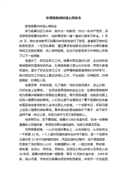 参观杨善洲林场心得体会