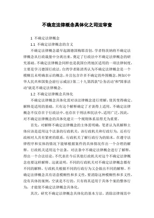 不确定法律概念具体化之司法审查