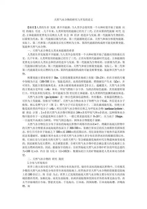 天然气水合物的研究与开发的论文