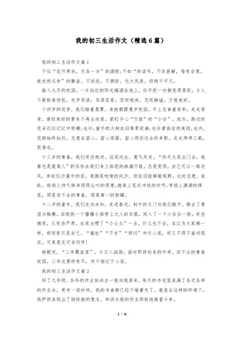 我的初三生活作文(精选6篇)