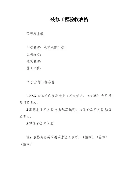 装修工程验收表格