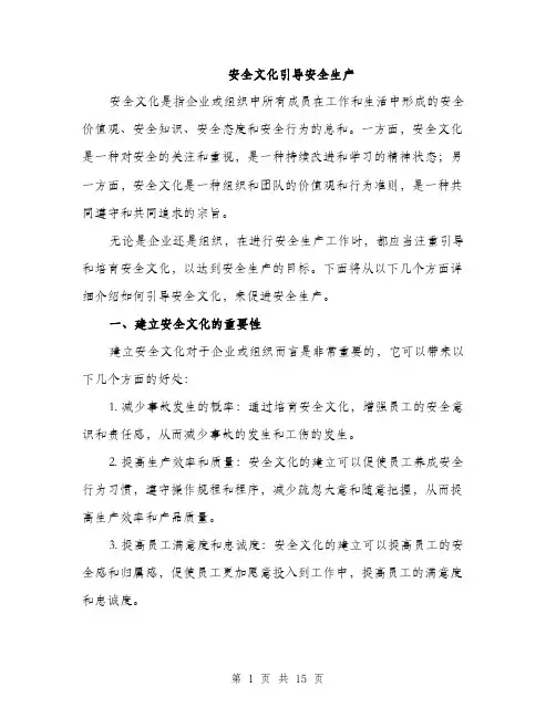 安全文化引导安全生产（5篇）