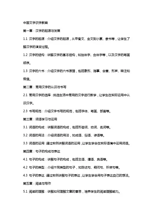中国文字识字教案